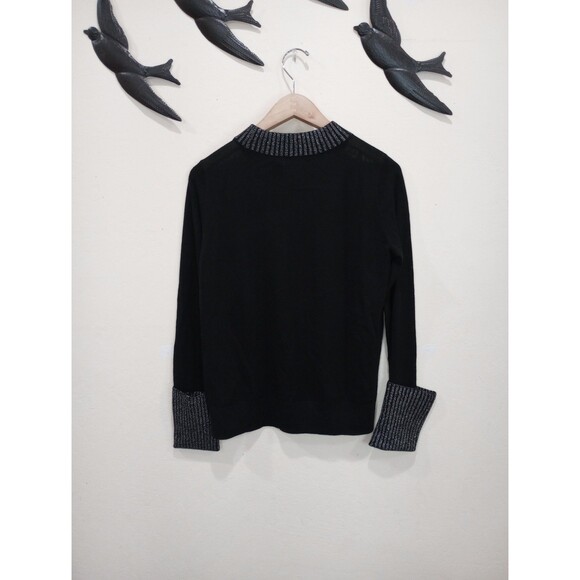 NEW! Club Monaco Wool Blend Black & Silver Metallic Sweater - L - $129 - Picture 8 of 12